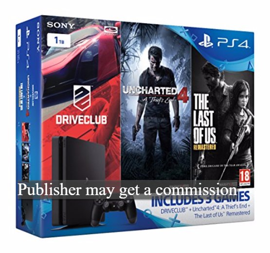 ESProtect's tweet image. Sony PlayStation 4 1TB Slim Gamer Pack Bundle (Uncharted 4, The Last of Us, Driv. £275.00 amzn.to/2gKimBz