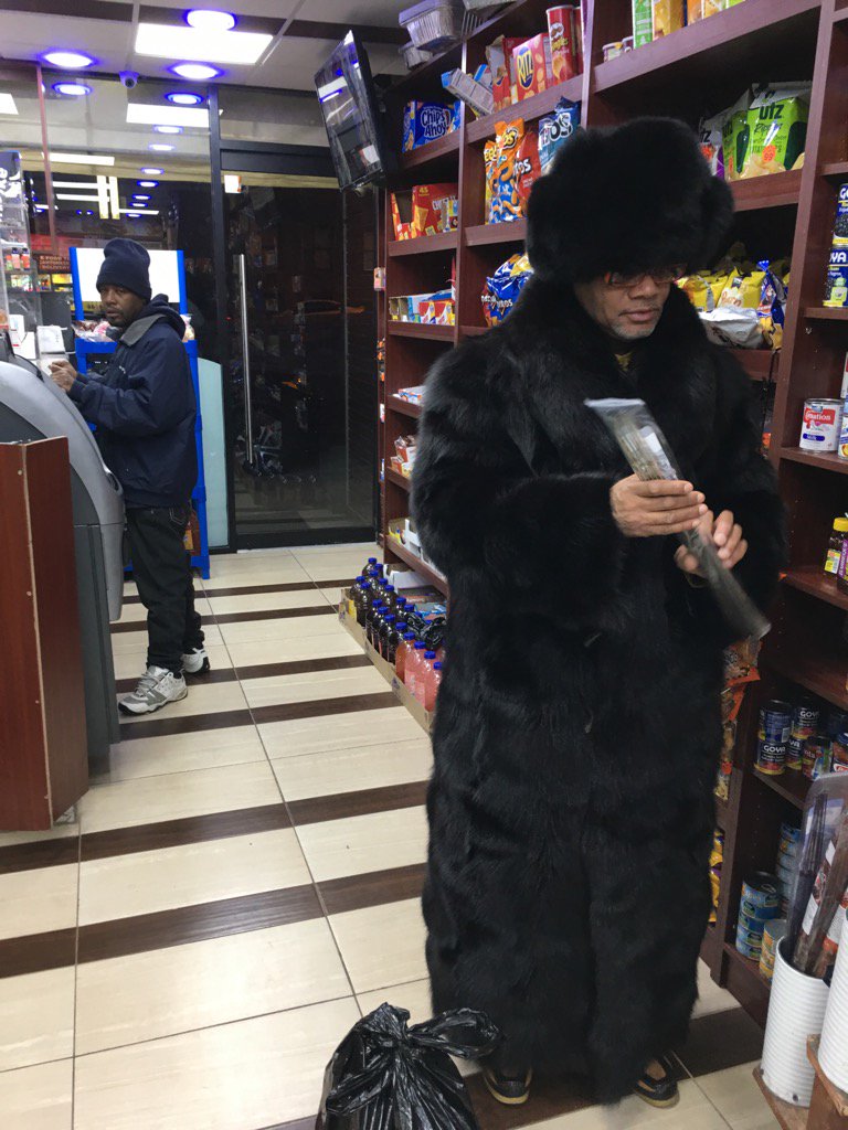 Pimpin' ain't easy in the cold so you gots to get you a full fur coat and hat. #Bronx