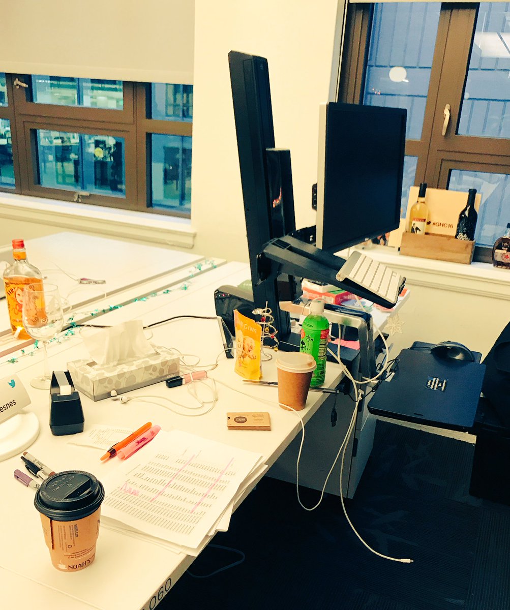 whitloves's tweet image. A true sign of the kind of week it was. #Hackweek #DeskDisaster