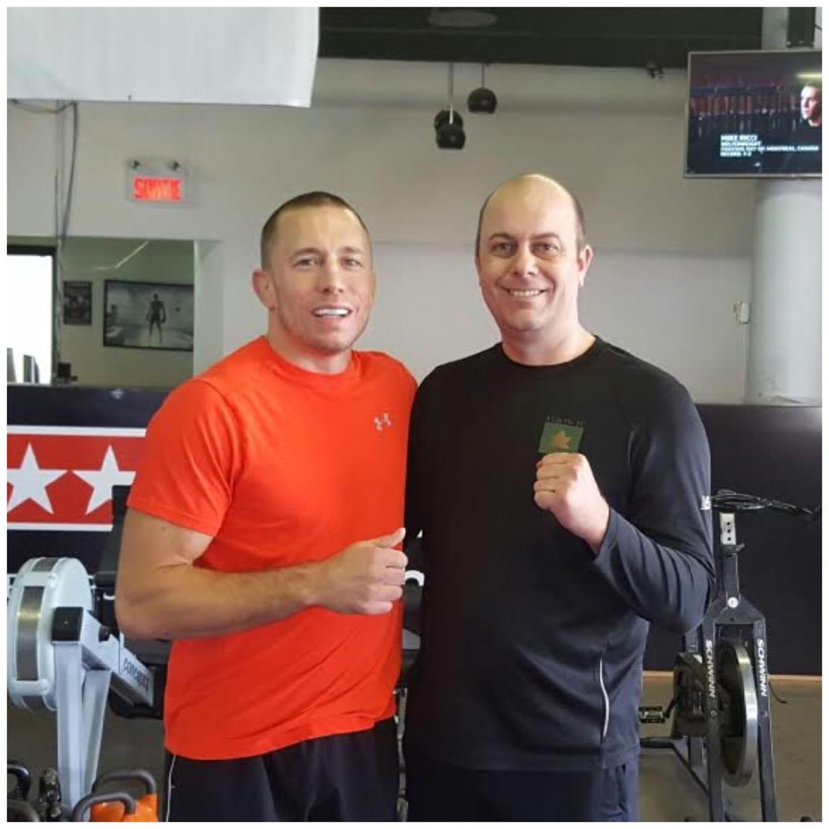 CanadianForces's tweet photo. .@GeorgesStPierre visits ill and injured #CAF mbrs at the @SoldierOnCAN #MMA training camp #SoldierOn #CFMWS #FridayFeels https://t.co/P7jhrvOduV
