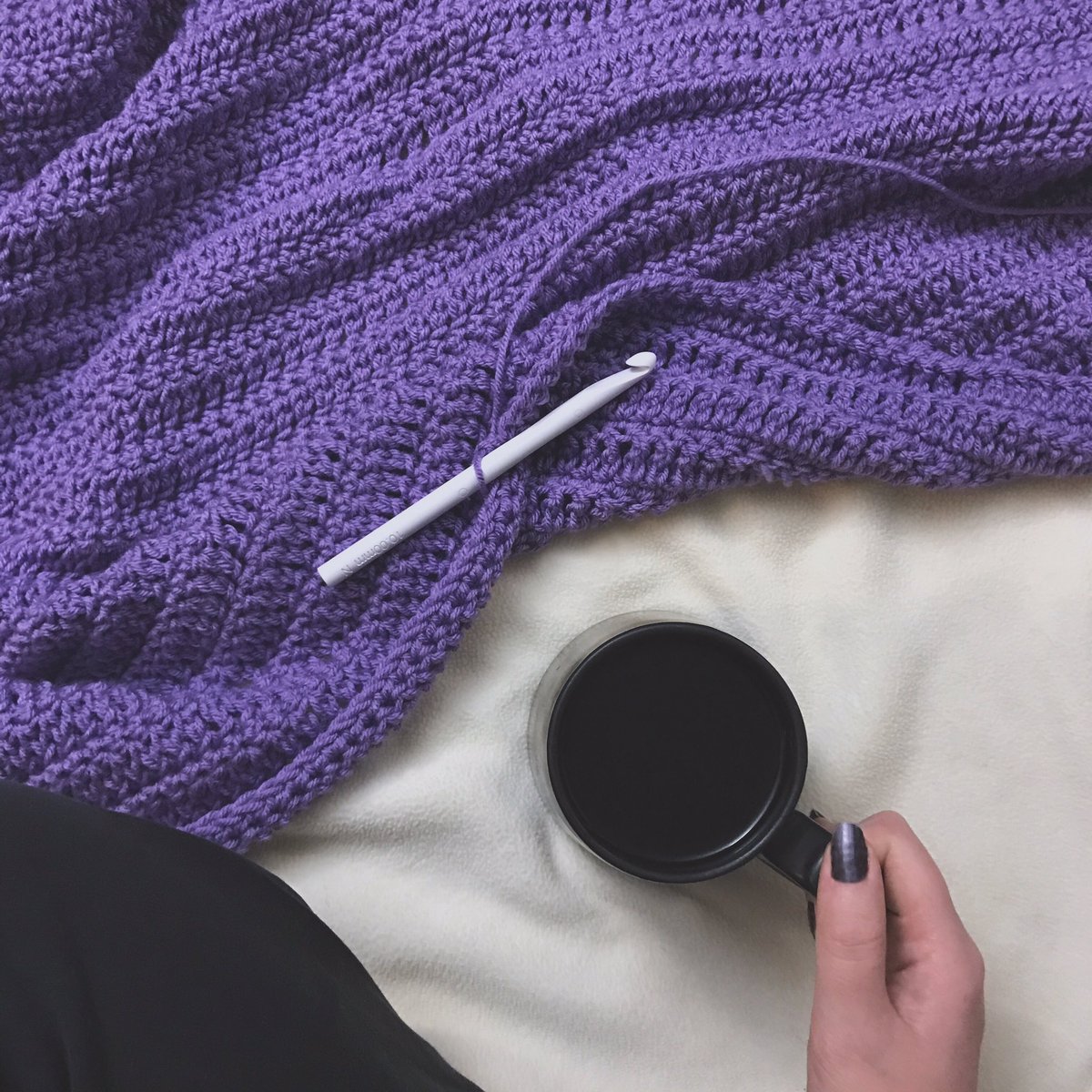 RedMaverickEtsy's tweet photo. This is where I will be for the rest of the evening☕️💜 #crochet #coffee #makersgonnamake #makersmovement https://t.co/NaTOj5y1r8