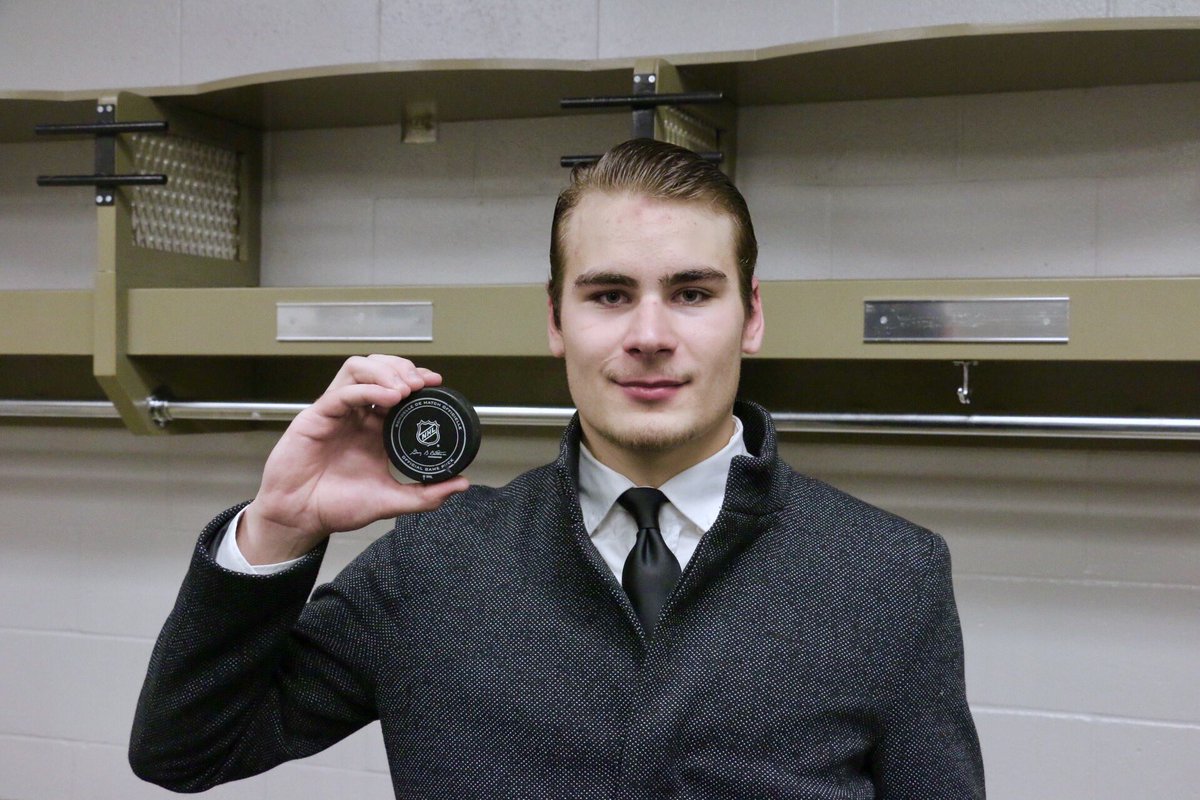 Your gonna want to keep that one. Congrats, <a href="/MeierTimo/">Timo Meier</a>, on your first NHL goal👏🏼