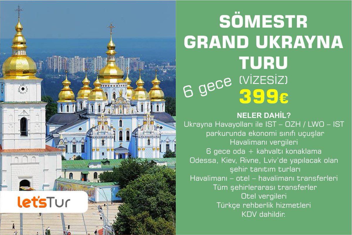 🚀 Sömestrda uygun fiyata Grand Ukrayna hem de vizesiz! Öğrenciler bu turu çok sevecek 
#odessa #letsfly #kiev #rivne #lviv #ukrayna #grand