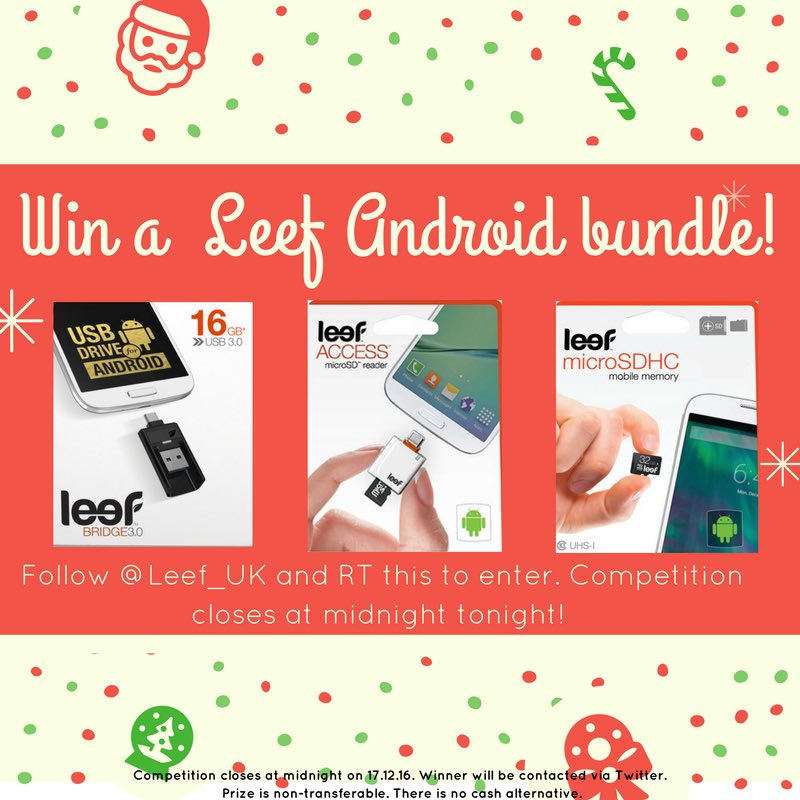 Another HUGE #Leefmas prize - RT &amp; follow <a href="/Leef_UK/">Leef UK</a> for a chance #win our #Android bundle! Including Leef Bridge 3.0, Leef Access &amp; microSD!