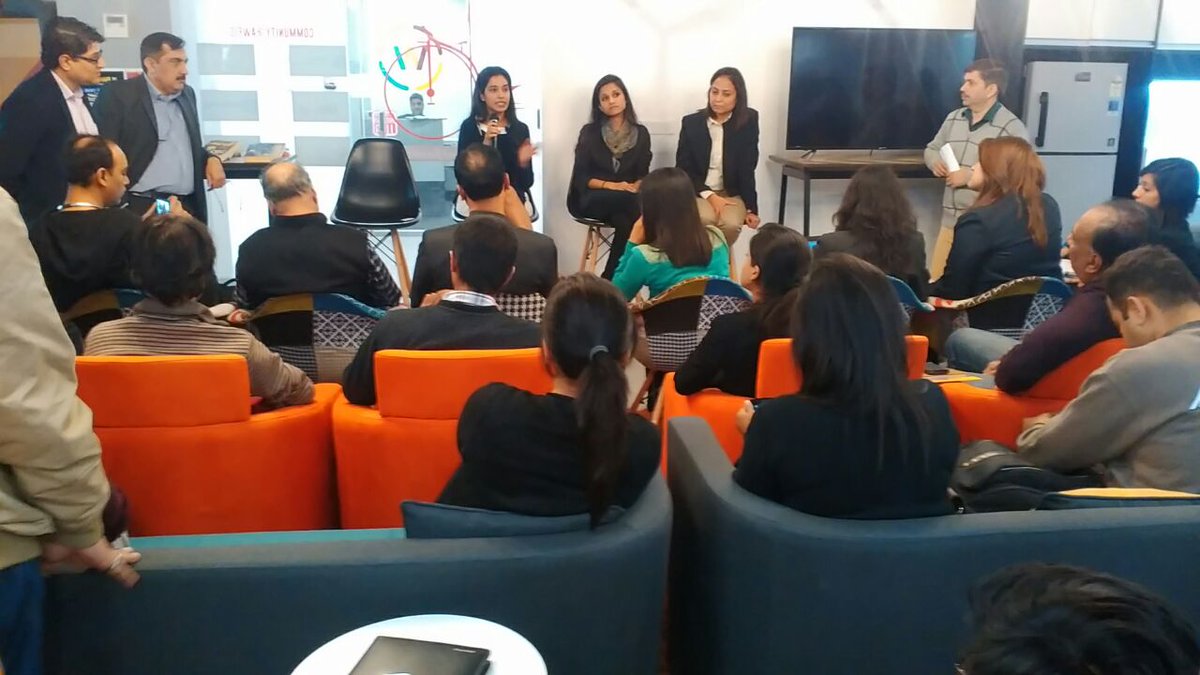 myawfis's tweet photo. Panelists discussing 'How to keep up with GenY women in Tech' with @dhaleta today #MyAwfis @betaout @iwearmystyle @_techseen https://t.co/KLQTgKXVZa