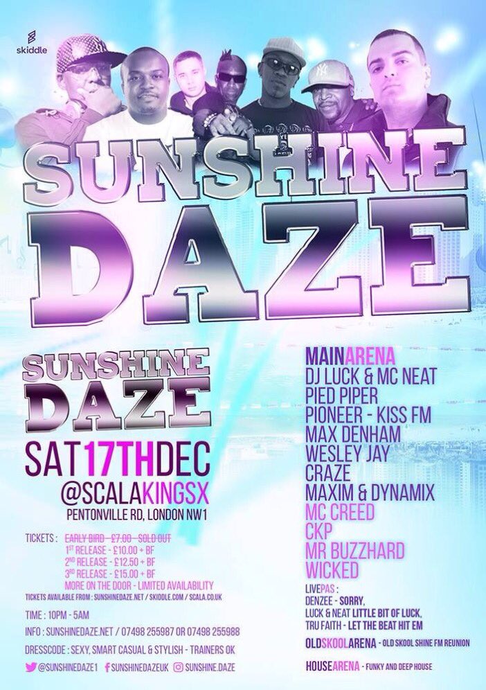 2nite all roads lead 2 <a href="/SunshineDaze1/">Sunshine Daze</a> <a href="/ScalaLondon/">Scala</a> <a href="/LucknNeat/">DJ Luck & MC Neat</a> <a href="/DJPiedPiper/">Dj Pied Piper</a> <a href="/djpioneer/">DJ Pioneer</a> <a href="/WesleyJay/">Wesley Jay</a> <a href="/mccreedmusic/">CREED MC</a> <a href="/ThaMayorCKP/">CKP</a> 😍😎Unmissable!😃🔥🎉
