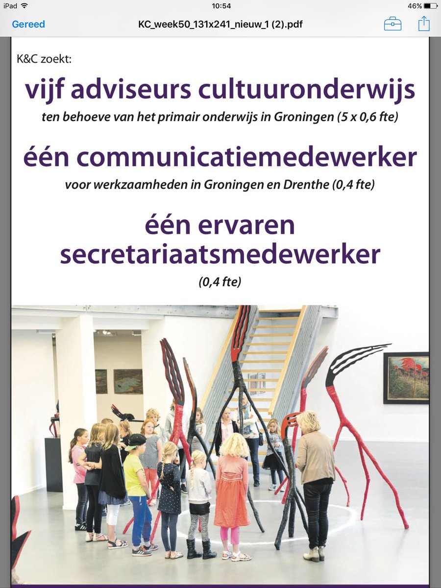 Wij zoeken 7 (!) nieuwe medewerkers voor wzh in Groningen. Adviseurs cultuuronderwijs, communicatie &amp; secretariaat, kcdr.nl.