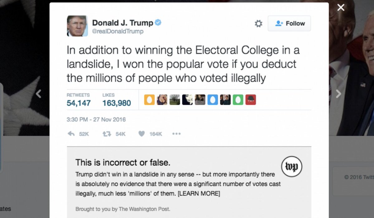 ashley's tweet image. Washington Post launches Chrome plug-in to fact-check Trump on Twitter bit.ly/2hbn789 #crapdetection