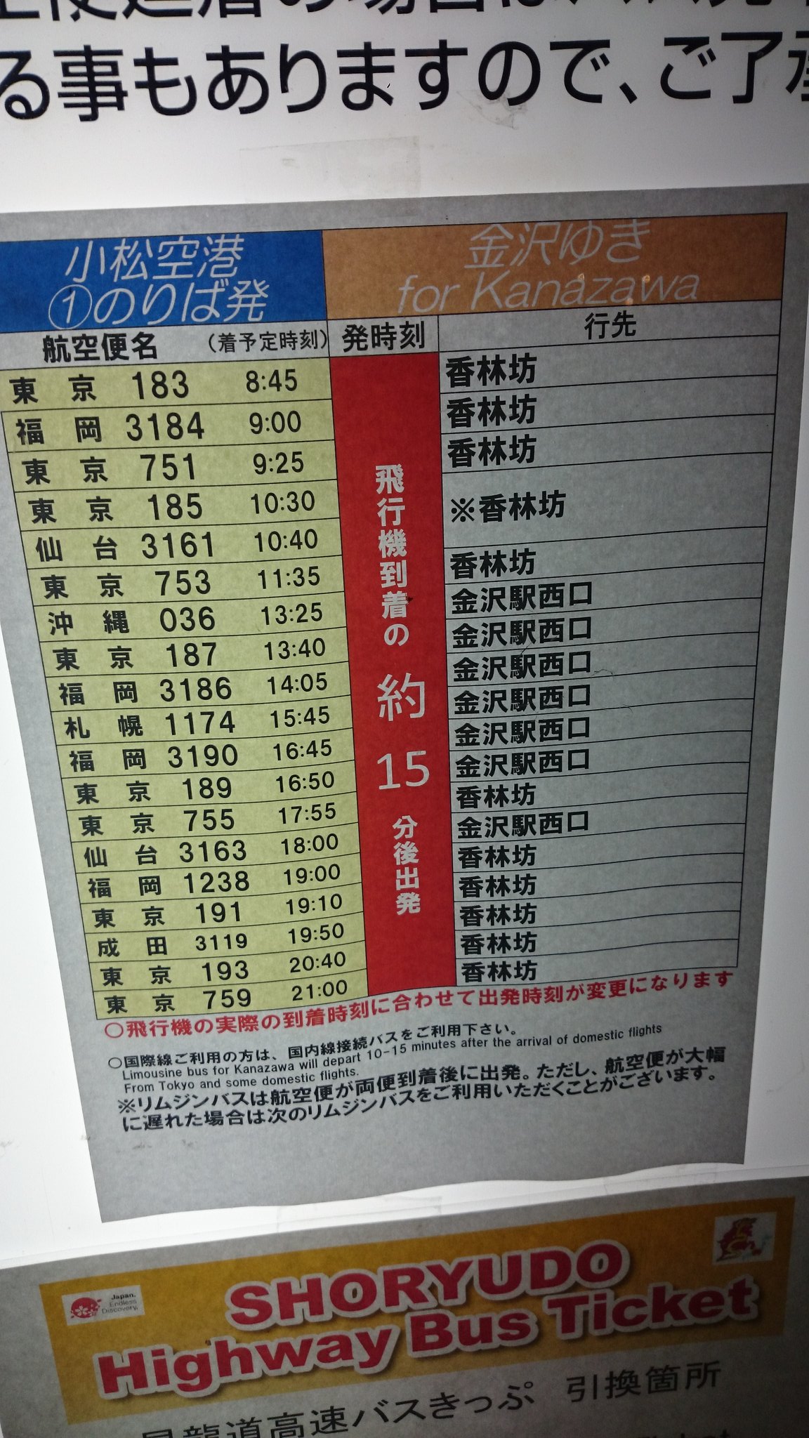 おけら 小松空港1番のりば 1808発の金沢駅西口経由の香林坊行き北陸鉄道39 847に乗車 16名 ダイヤの半分は 金沢駅止まり 空港出口の掲示物は マグネットで 金沢駅止まり 香林坊行きを切り替え T Co Oyf3elbvf7 Twitter おけら 小松空港1番のりば 1808発の金沢駅西口経由の香林坊行き北陸鉄道39 847に乗車 16名 ダイヤの半分は 金沢駅止まり 空港出口の掲示物は マグネットで 金沢駅止まり 香林坊行きを切り替え T Co Oyf3elbvf7 Twitter