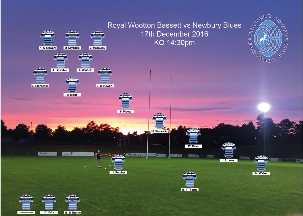NewburyRFC's tweet photo. Here's your #Blues team today vs @RWBassetRFC today! @15_tbass, @toby_thorne9 &amp; @danthorne13 all come in. #COYB 🏉 https://t.co/8thn0zTB5A