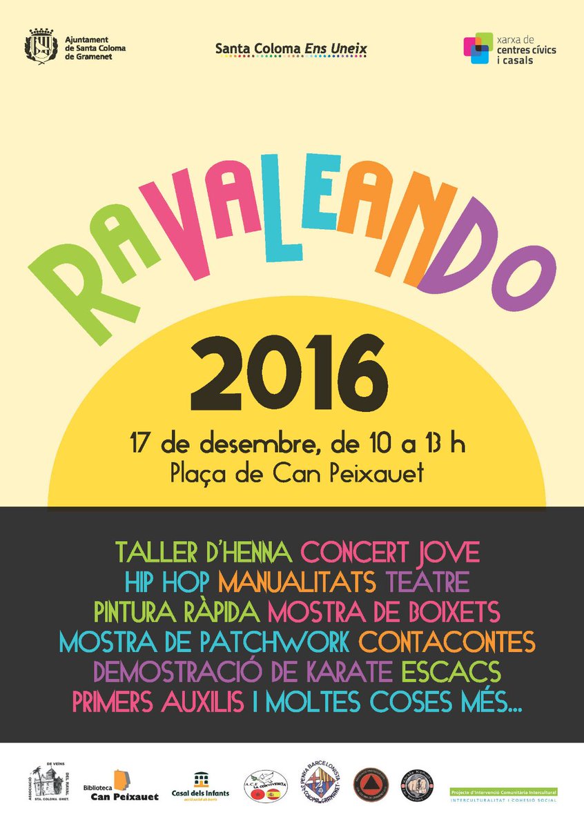 scgramenet's tweet photo. En marxa el #Ravaleando a la Plaça de Can Peixauet de #santacoloma amb totes aquestes activitats: https://t.co/5BD3IiWDnY