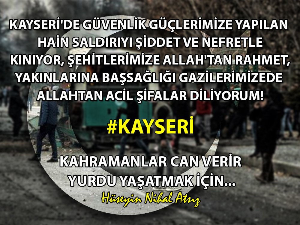 Her şeyi affedin ama vatanınıza ihanet edenleri asla affetmeyin!
-Hz.Ali

#BÖLEMEYECEKSİNİZ
#Kayseri
#TürkiyeDizÇökmeyecek
#TeröreLanetOlsun