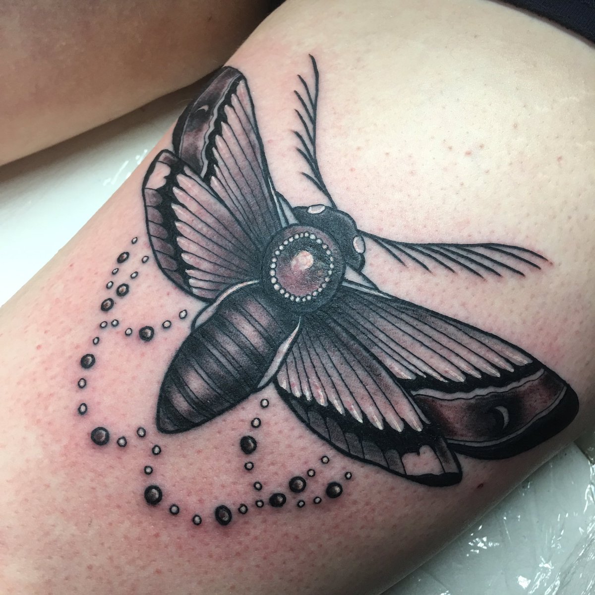 elmo_tattoo's tweet photo. Moth from the other day #tattoo #tattooist #tattooistartmag #black #mothtattoo https://t.co/TafqylXP6u