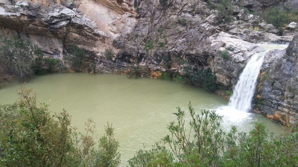 Gorg del Salt al paratge del Barranc de l'Encantà, a #Planes (#Alacant). Imatges captades este matí per Javi Miró. #temporaldeLlevant