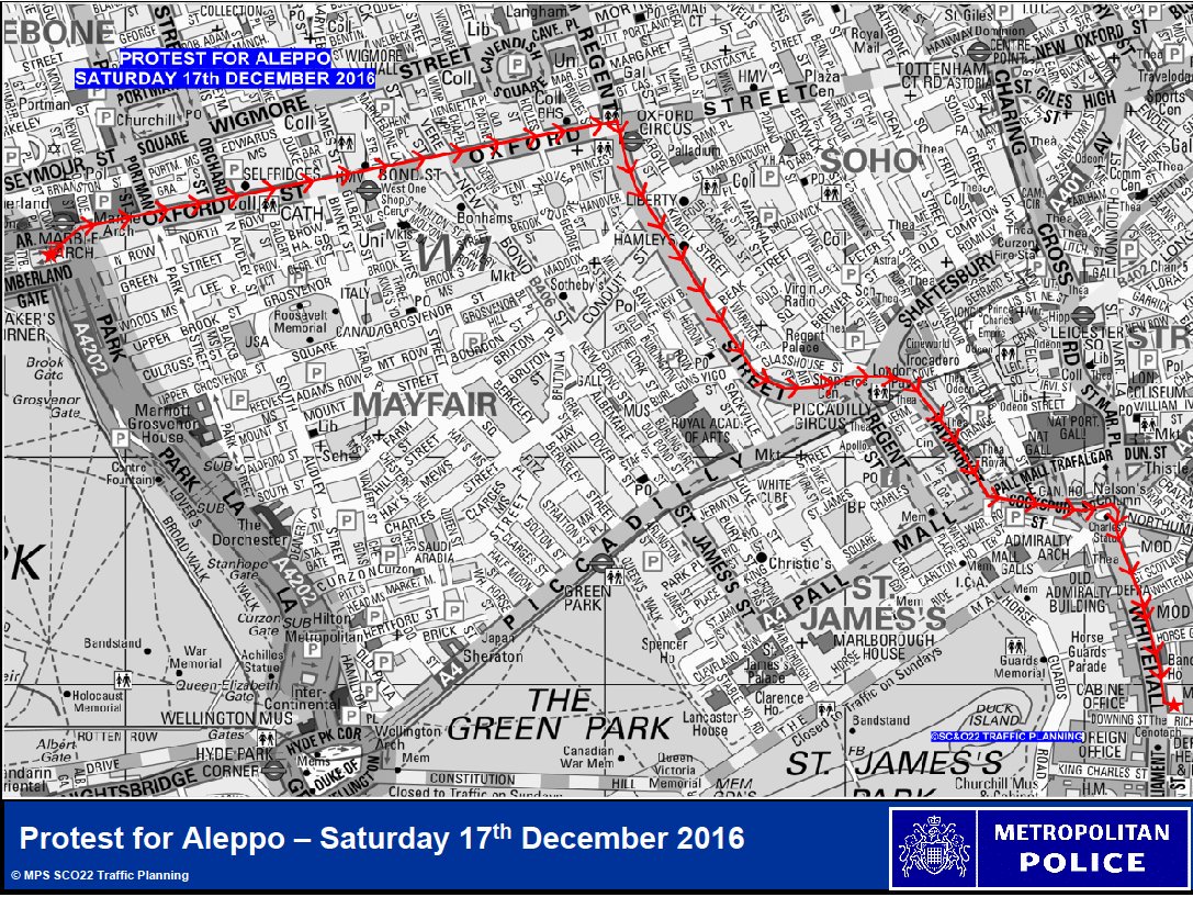 SyriaUK's tweet image. March 12.30 from Marble Arch.

Die In &amp;amp; Vigil: Medics in solidarity:
2pm in Parliament Sq.
facebook.com/events/3598410…

Map via @MetPoliceEvents