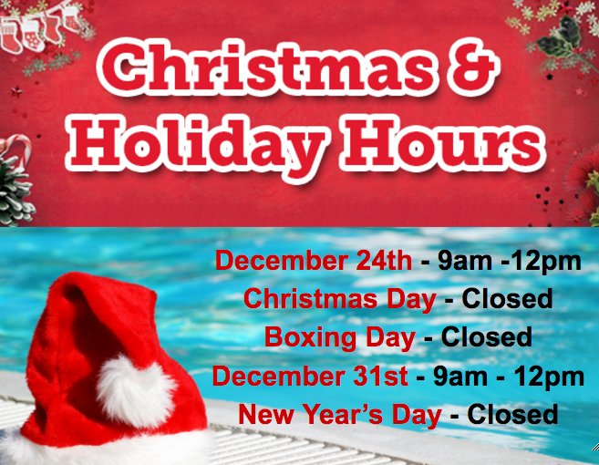 D_DPools's tweet image. Our Holiday Hours! #DDPools #orangeville #shelburne d-dpools.com