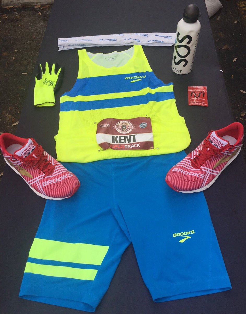 The gear of 2015 World Champion &amp; former world record holder: Lewis Kent #beermile #runhoppy