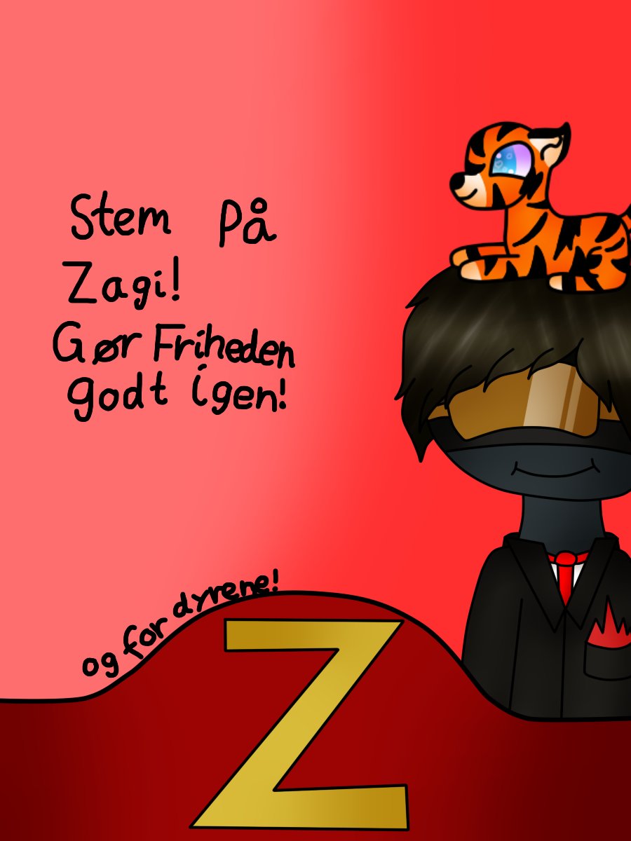 Husmis_Gaming's tweet photo. @ZagiMC  så den nye Friheden video og valgte da lige at give valgplakaten et skud :D Simba ligger ovenpå Zagis hoved :3 https://t.co/IY0ByF92K6