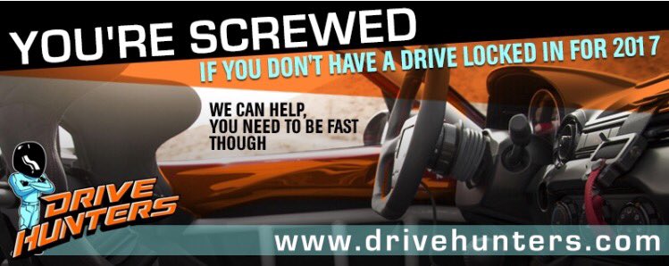 DriveHunters's tweet photo. Still don't have a 2️⃣0️⃣1️⃣7️⃣Drive? https://t.co/DKewyjHDgr or drives@drivehunters.com we can help #b12hr #race #gt3 #gt4 #lmp3 #motosport https://t.co/ZBGJ75LYcb