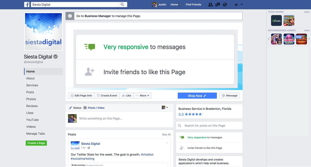 SiestaDigital's tweet photo. When your business add's a #chatbot to Facebook Messenger, Facebook add's a badge stating you are very responsive to Customer Messages. https://t.co/b0yDC8Qt6G