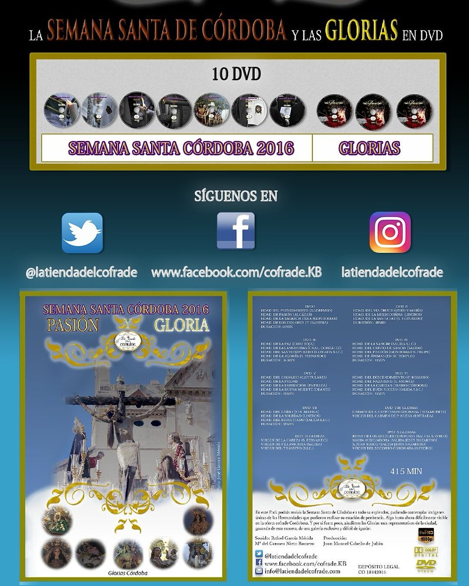 latiendacofrade's tweet photo. En exclusiva, El #DVD de la #semanasantadecordoba . El mejor regalo para lo #reyesmagos. No te quedes sin el. Todo en HD y multicámara. https://t.co/VUlQe2duRi