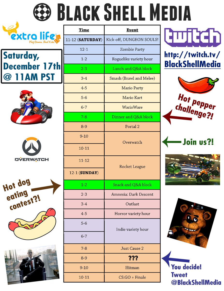 We're about to go liiiive! Join us for our 24 hour #ExtraLife stream! twitch.tv/BlackShellMedia #GamersUnite #Twitch