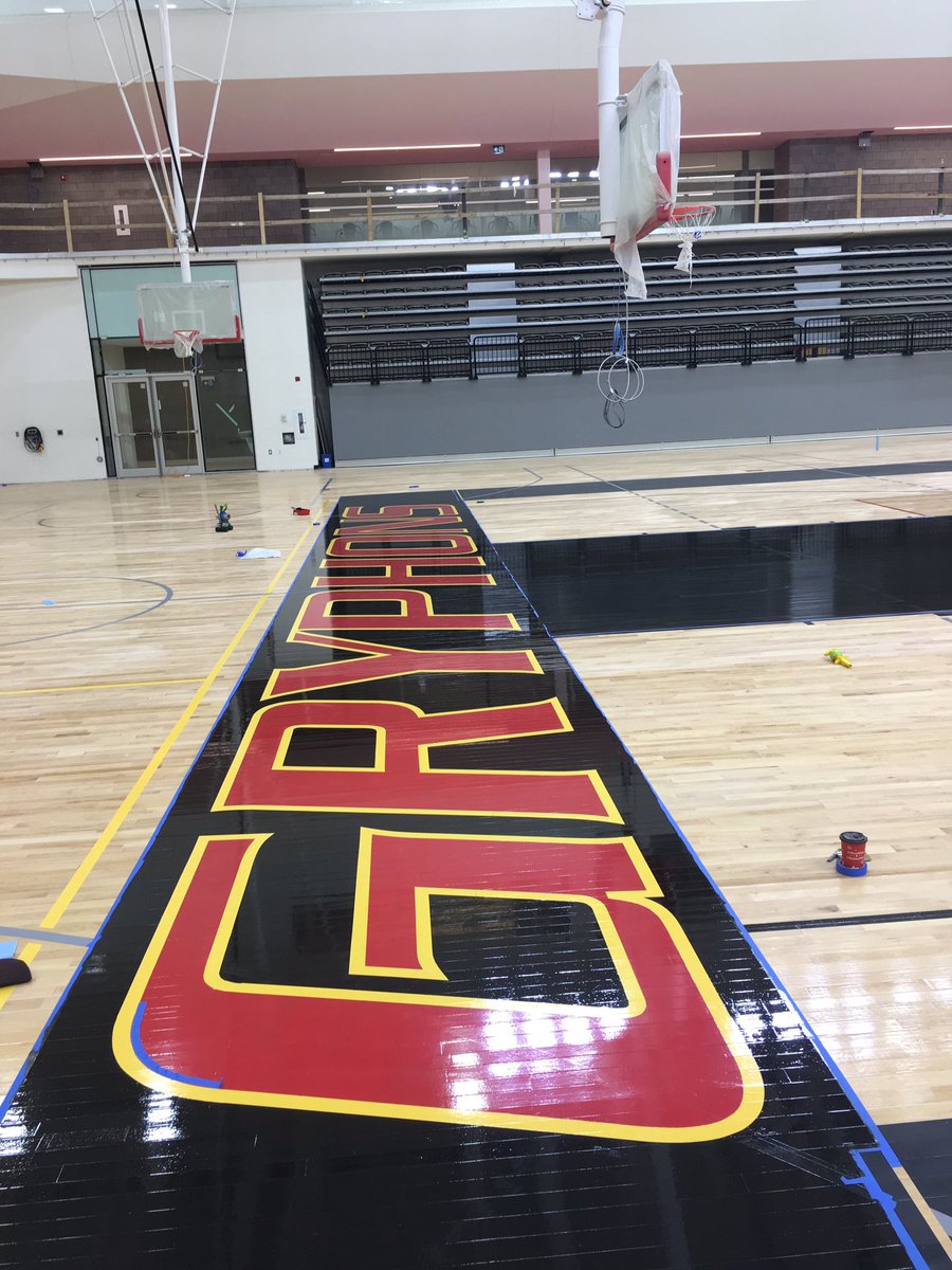 guelph_gryphons's tweet photo. Updated new pics, court-side of the new #GGAC 
Lines and centre court all nearing completion! 🙌⚽️🏀 https://t.co/YnOXVrY10i