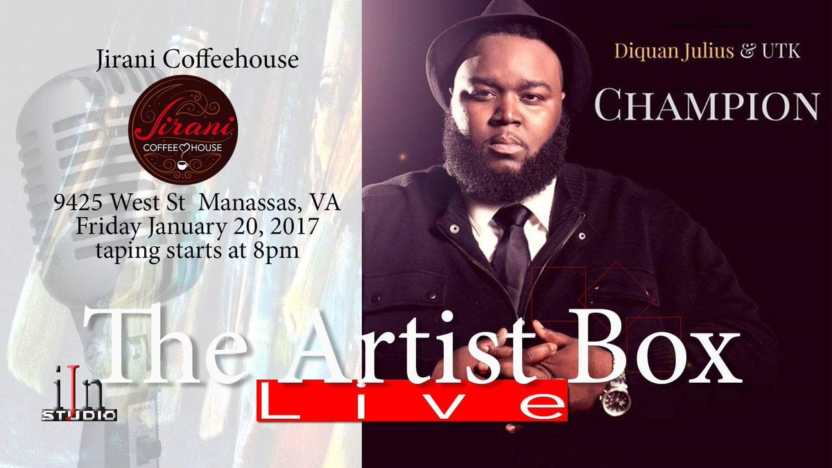 TheArtistBoxTV's tweet photo. Diquan Julius & UTK @TheArtistBoxLiv Jan 20th 8pm @JiraniCoffee #diquanjulius #theartistbox #theartistboxlive https://t.co/sLtQT44sNC