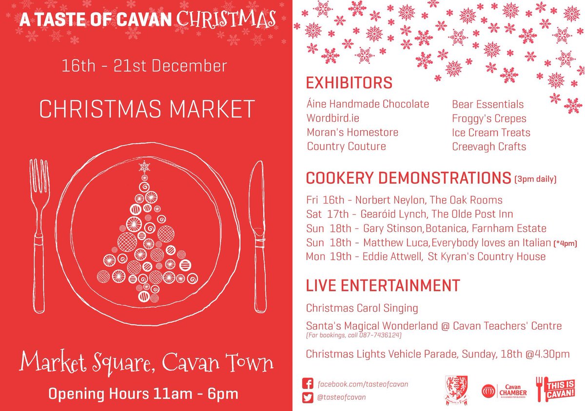 Gary Stinson from <a href="/farnhamestate/">Farnham Estate</a> (3pm) &amp; Matthew Luca (4pm) on stage at the Market Sq tomorrow Sun 18th at <a href="/tasteofcavan/">Taste of Cavan</a> Christmas Market!