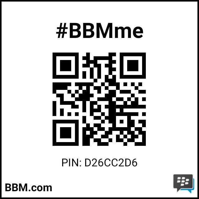 رمز PIN لـ#BBMme: D26CC2D6 ضيفوني
pin.bbm.com/D26CC2D6