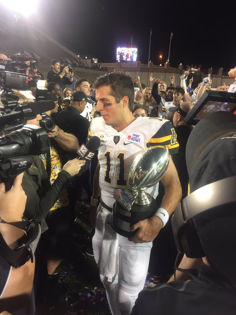 appstatesports's tweet photo. Your @CamelliaBowl MVP with 245 yards of total offense and two touchdowns, Taylor Lamb!! https://t.co/HVCiv3D7HN