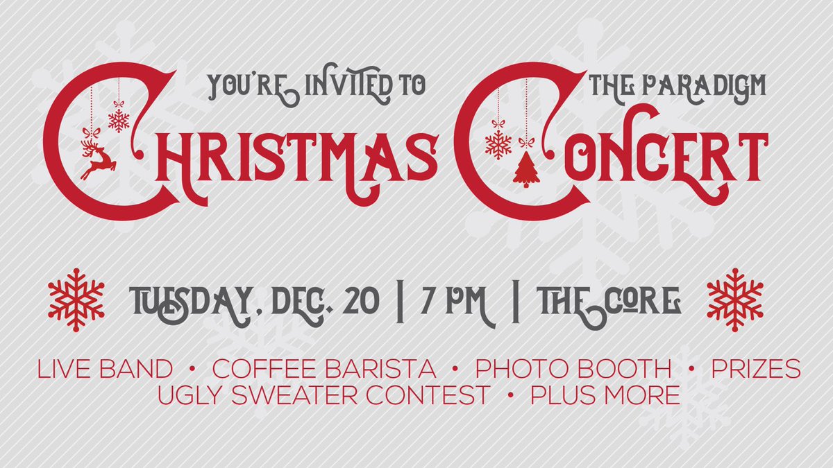 paradigmkc's tweet image. It&apos;s coming!! 3 days away from the Paradigm Christmas concert. There may be snow falling during the concert. #SpoilerAlert