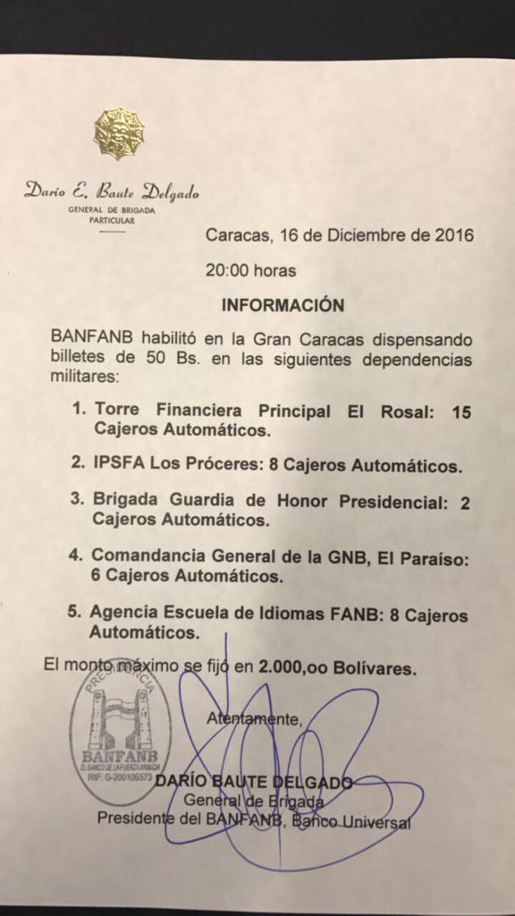 nelsonbocaranda's tweet photo. #9Pal'CONO:El G/B Dario Bauer Delgado Pdte.BANFAB envía circular CON REPARTO billetes de 50 a 5 sitios estratégicos https://t.co/UVwpSYUhJ3