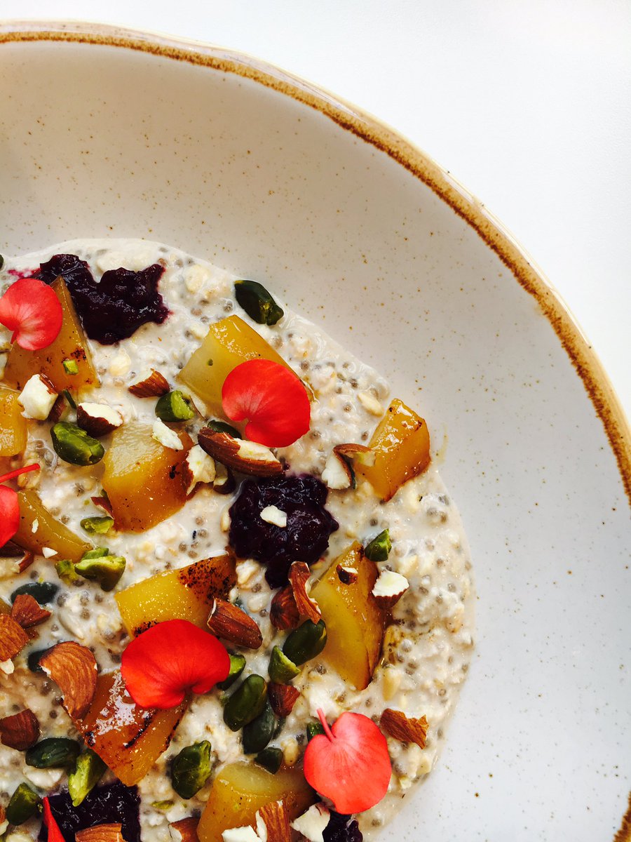 Starks_Kitchen's tweet image. Breakfast this morning at Starks, Bircher, brûléed pear, sour cherry apple blossom #breakfast #brunch #newcastle #starks