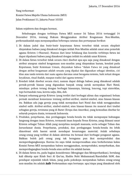 Tanggapan Seorang Pendeta Soal Fatwa MUI Mengenai Larangan 