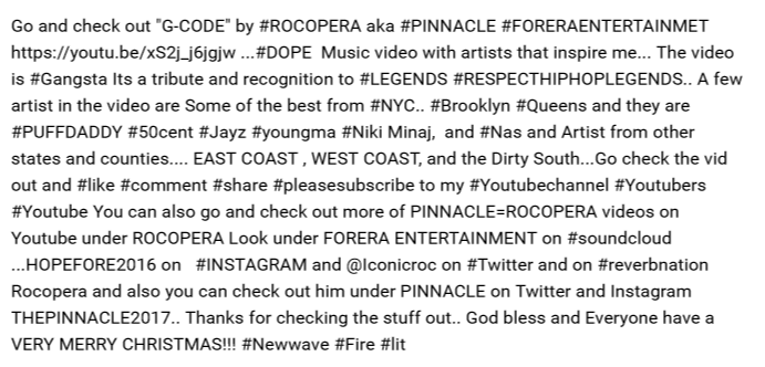 THEPINNACLE2017's tweet photo. Go and check out "G-CODE" by #ROCOPERA aka #PINNACLE #FORERAENTERTAINMET https://t.co/stiZYEz2ng ...#DOPE Music.. https://t.co/WS9Zofri5G