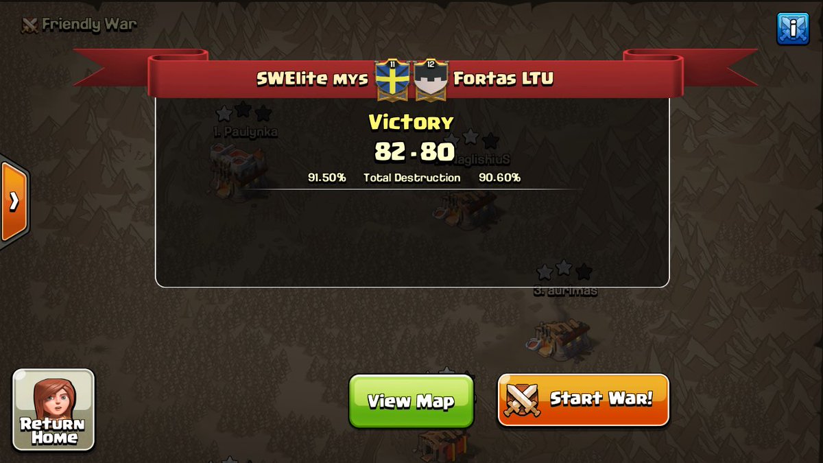 Well fought <a href="/Fortas_LTU/">Fortas LTU</a> in week 4 of @ClanWarLeague. stopped counting all 99% hits but we both must've broken some kinda record🙈
