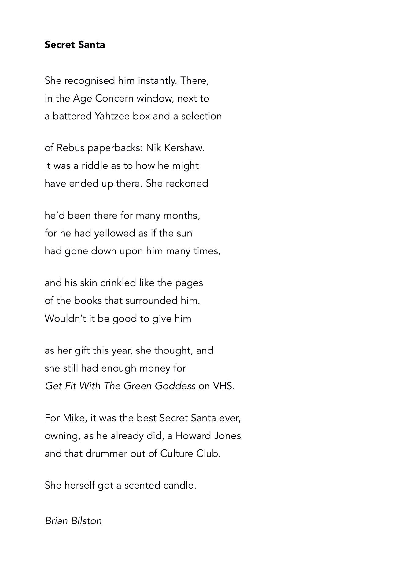 Brian Bilston on X: 10th December: a poem about bin day disruption caused  by the revised Christmas collection schedule. #SantanicVerses   / X