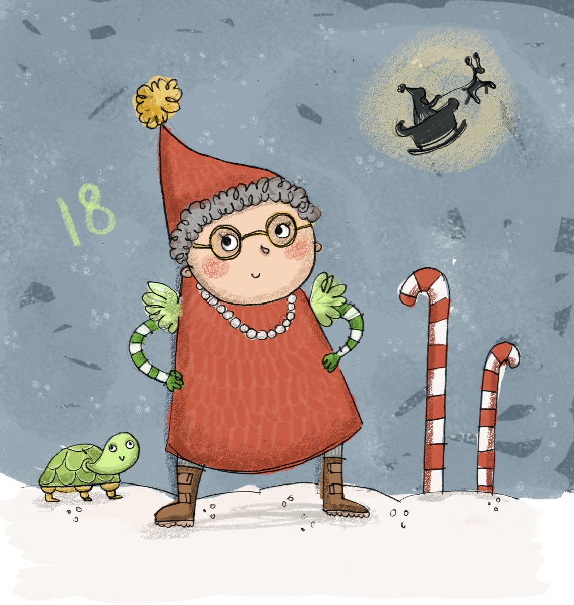 Behind every great man is a brilliant woman (and probably a bonkers pet) a shout out to Mrs. Claus. #AdventCalendar #adventillustration