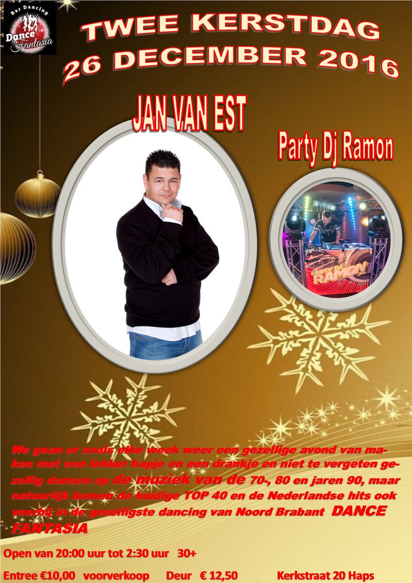TWEEDE KERSTDAG gezellige avond met <a href="/Janvanest/">Jan van Est</a> in <a href="/FantasiaHaps/">Dance Fantasia Haps</a>.
#partytime