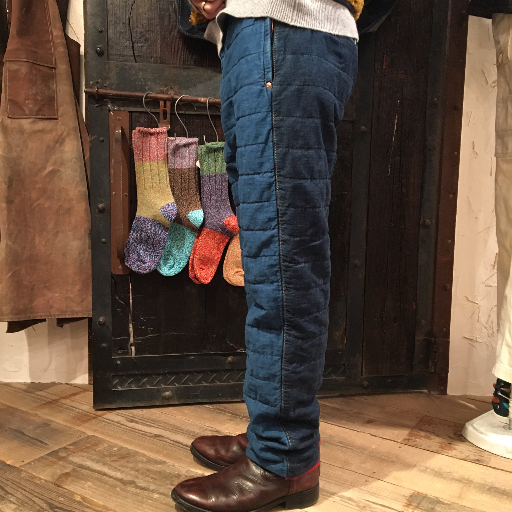 KAPITAL】高密度ツイル × ワッフル キルティング ワイドパンツ 【即納