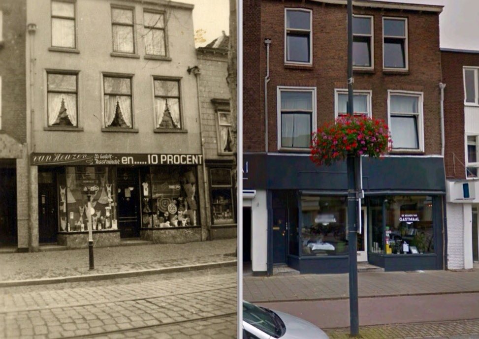 Boven de winkel (nu:De Keuken van <a href="/Gastmaal/">gastmaal</a>) vond in 1944 een drama plaats:verzetsman Loek Klijn werd er geëxecuteerd. #DeBiltstraatToenEnNu