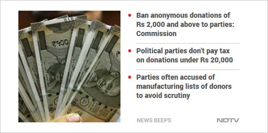 ndtv's tweet photo. Election Commission Asks Government To Plug Black Money Loophole For Political Parties https://t.co/6pGOKpxGvg #NDTVNewsBeeps https://t.co/73fjLETLdE