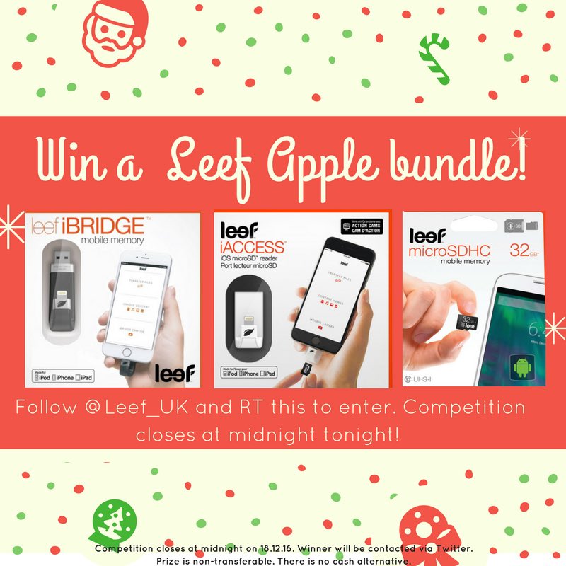 It's the penultimate day of #Leefmas and the prize is MASSIVE! RT &amp; follow <a href="/Leef_UK/">Leef UK</a> for a chance to #win our #Apple mobile memory bundle!
