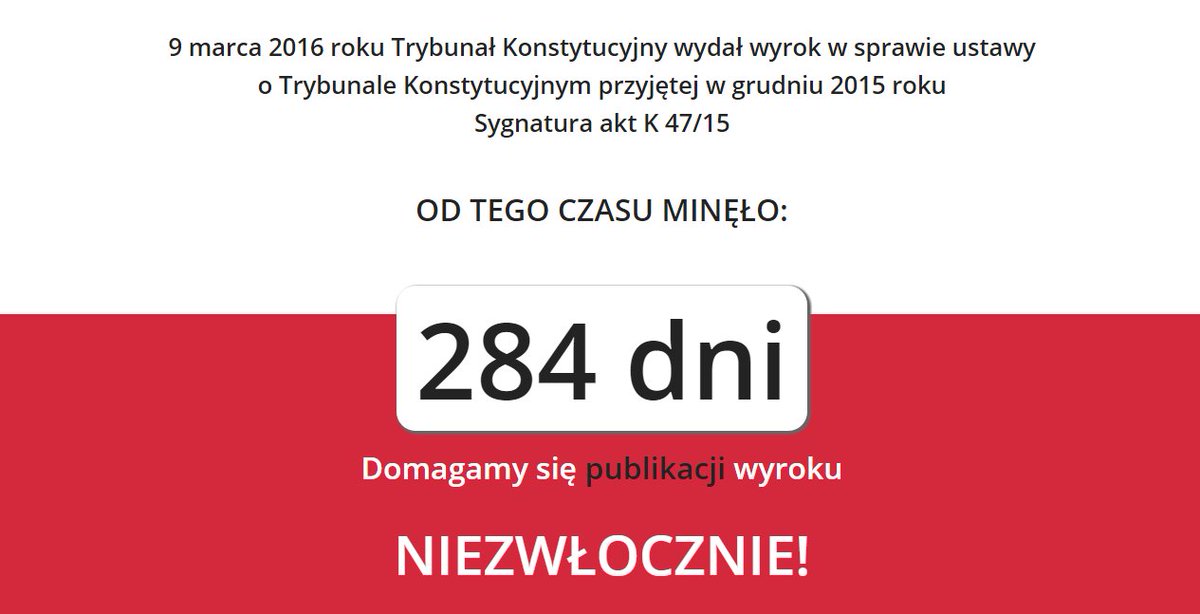 #KOD liczy dni od ogłoszenia wyroku #TK do jego opublikowania