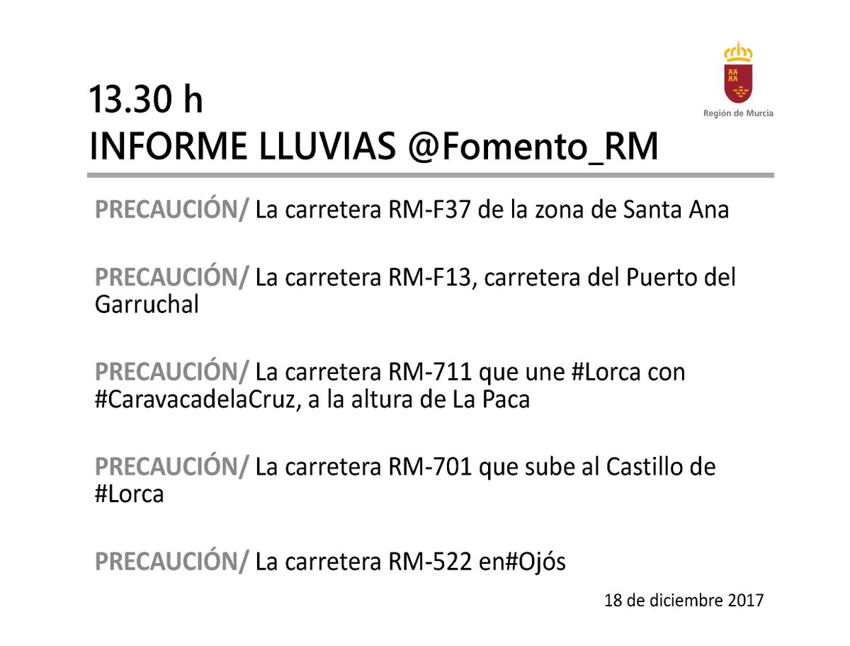 Fomento_RM's tweet image. 📣AVISO: Situación actualizada de las carreteras regionales