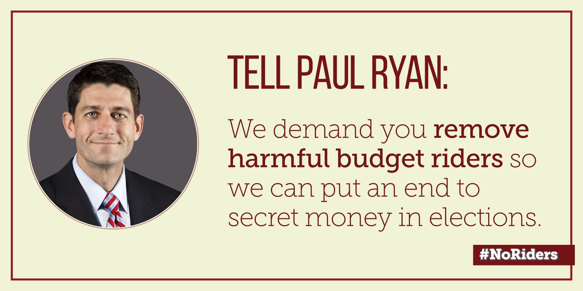 StopBigMoney's tweet image. McConnell/Ryan fighting for less transparency by preventing SEC from requiring companies to disclose political spending. Bad idea #NoRiders