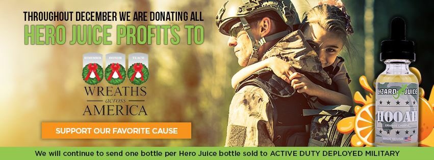 lizrdjuice's tweet photo. All of December #Lizardjuice is donating ALL Hero #ejuice profits to @WreathsAcrossamerica #supportourtroops #ejuice #mods #eliquid https://t.co/1ssX0O0zLR