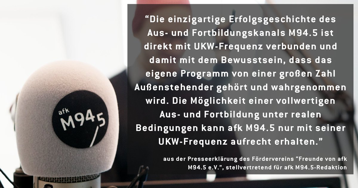 Hier findet ihr unsere offizielle Presseerklärung zum möglichen Verlust unserer Frequenz. bit.ly/m945_pressemit… #saveM945