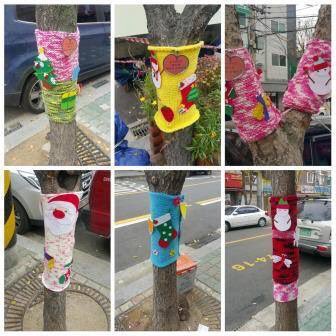 อากาศเกาหลีหนาวมากแล้ว ที่
"ซอแดมุน"จัดกิจกรรมโดยนำไหมพรมไป

"คลุมเพื่อให้ความอบอุ่นกับต้นไม้ด้วย"